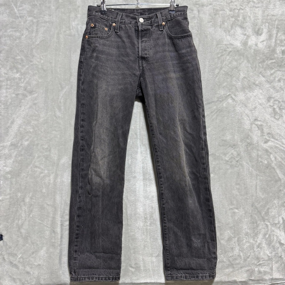 Levi's 501 90's Loose Fit Jeans Womens 25x30 Black Whiskering Denim Straight Leg